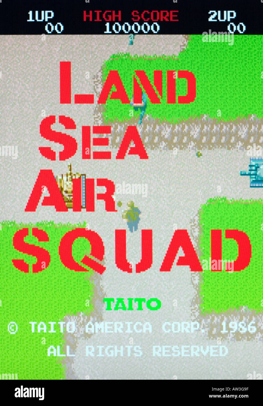 Terra di aria di mare Squad L S un Taito 1986 LSA Vintage videogioco arcade di screen shot - solo uso editoriale Foto Stock