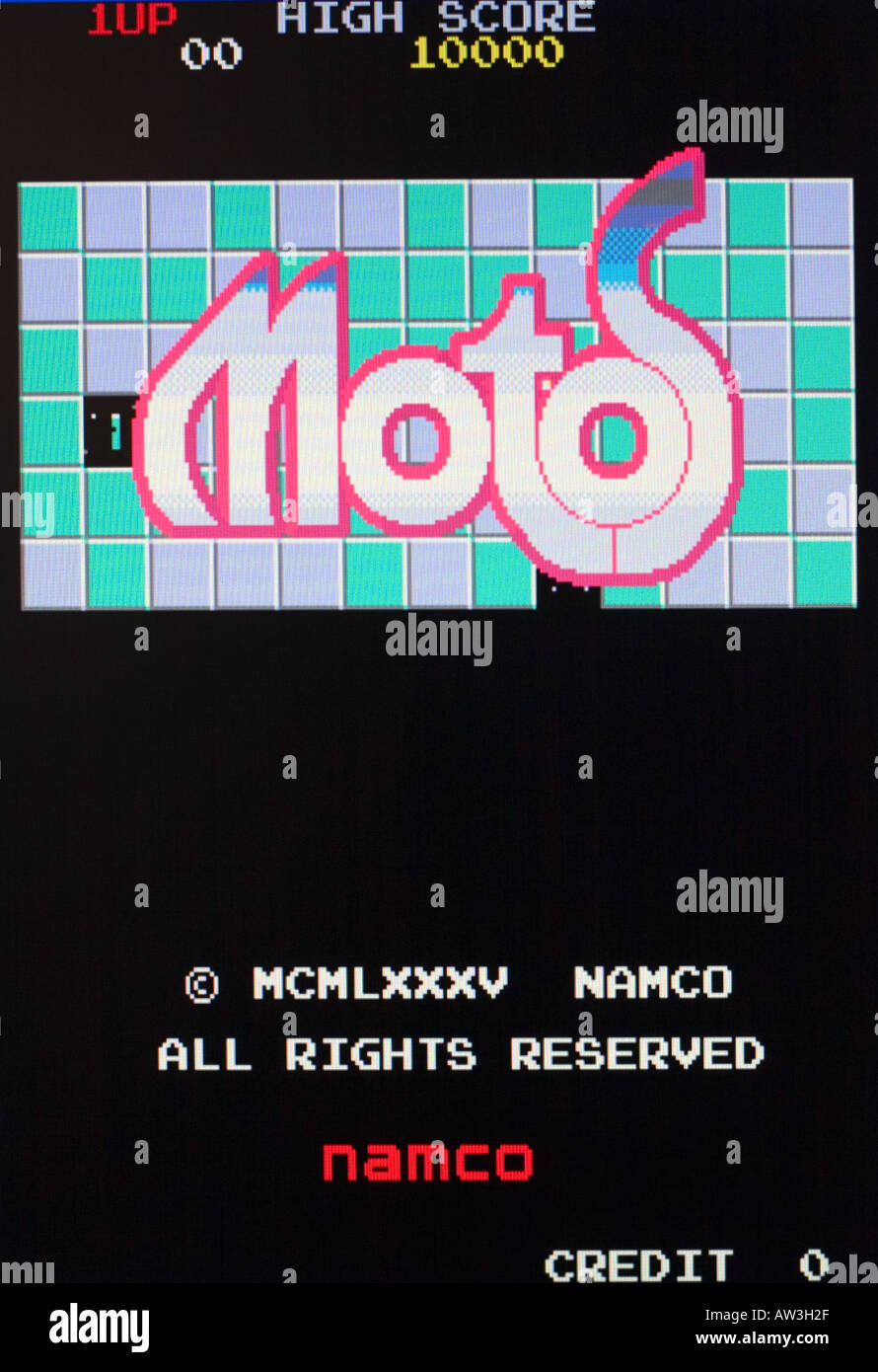 Motos Namco 1985 Vintage videogioco arcade di screen shot - solo uso editoriale Foto Stock