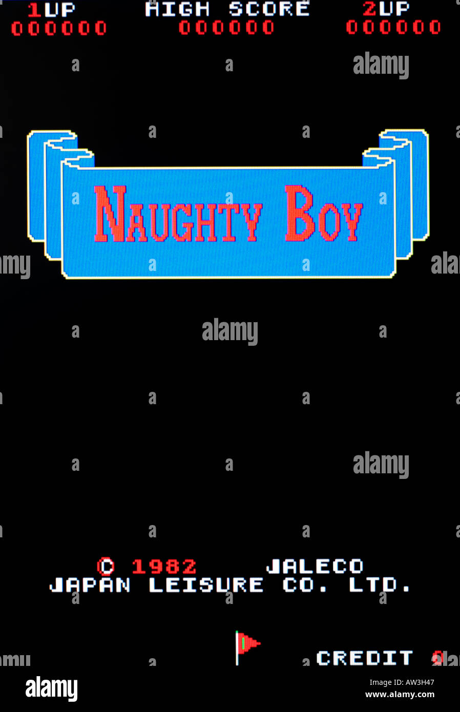 Naughty Boy Giappone Tempo Libero Co Ltd 1982 Vintage videogioco arcade di screen shot - solo uso editoriale Foto Stock