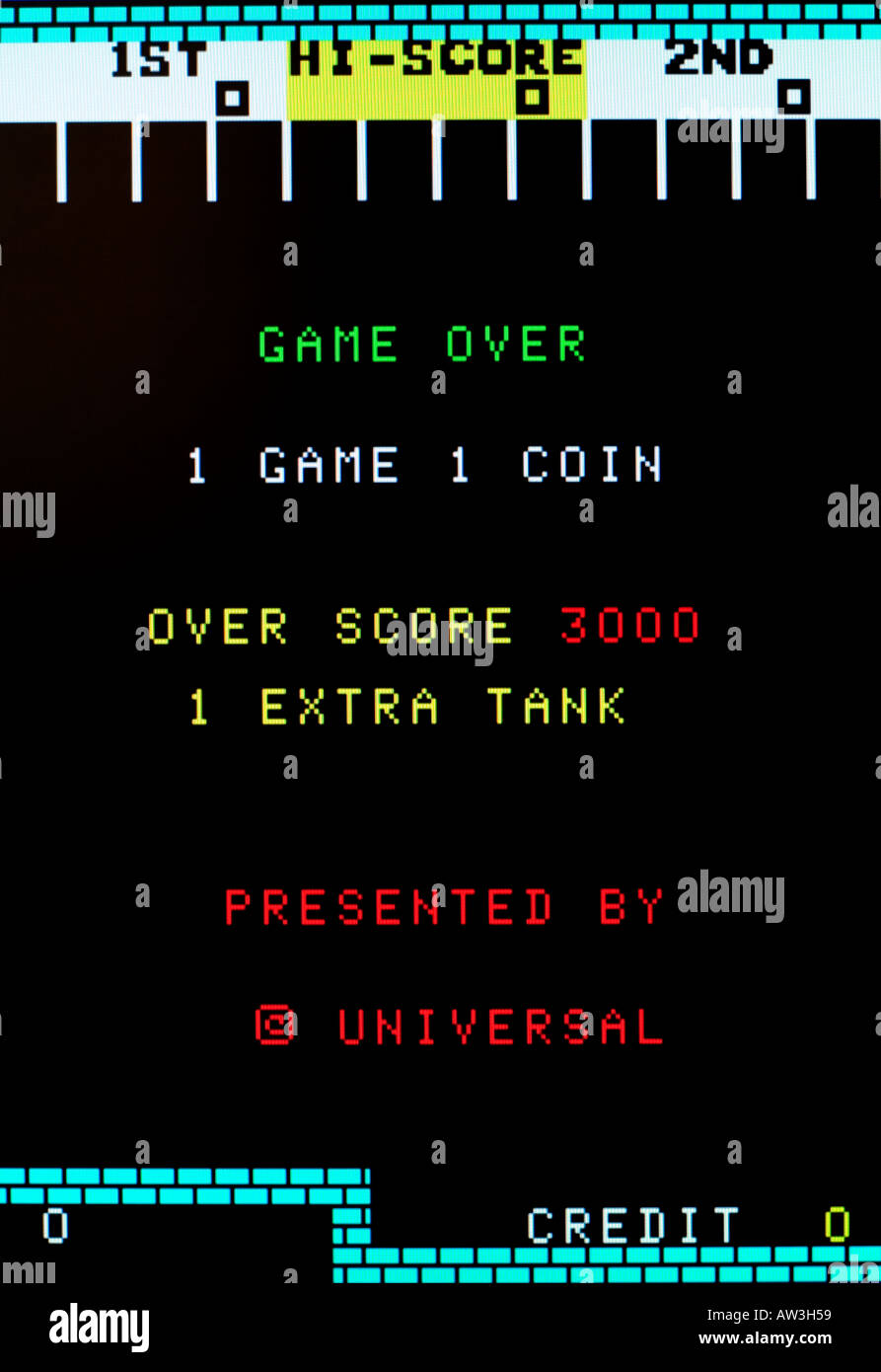 Nessun uomo s Terra Universal 1980 Vintage videogioco arcade di screen shot - solo uso editoriale Foto Stock