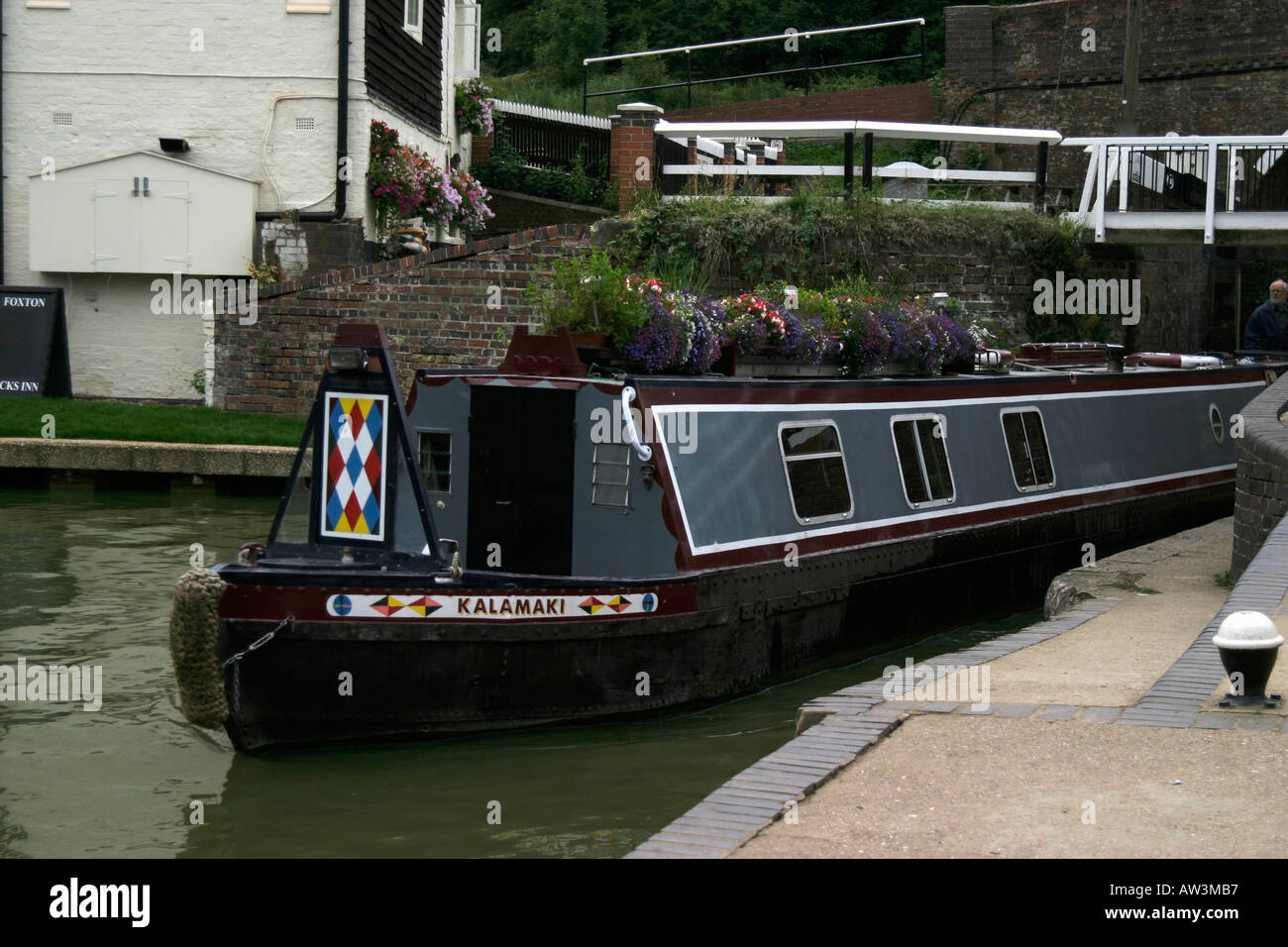Pub e barche a serratura Foxton Foto Stock