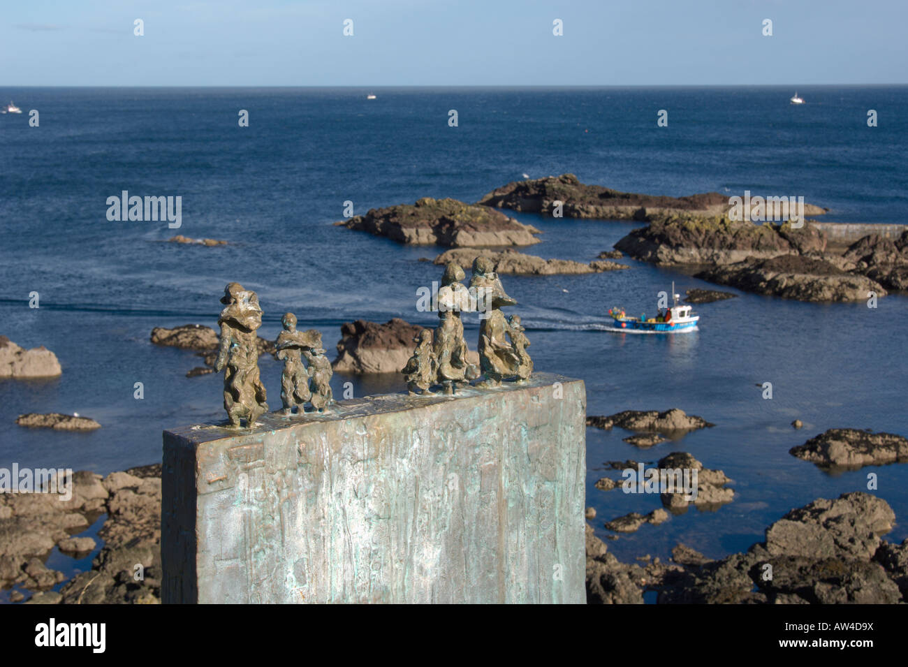 St Abbs harbour disaster memorial Scottish Borders Agosto 2007 Foto Stock