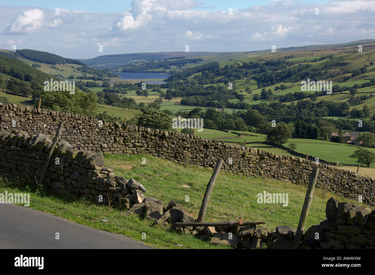 Guardando verso sud per Gouthwaite serbatoio dal Masham Moor Nidderdale ponte Pateley Yorkshire Dales Agosto 2006 Foto Stock