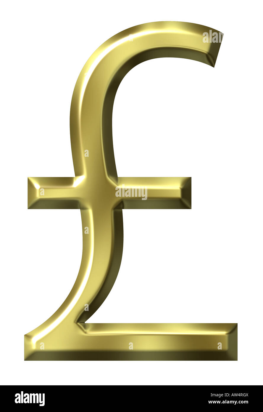 3d golden British pound simbolo Foto Stock