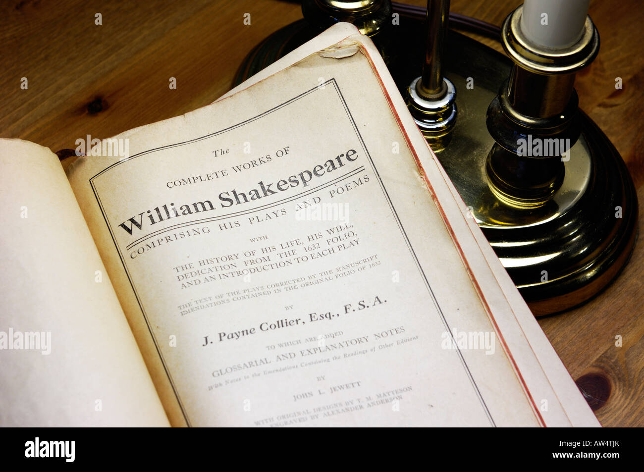 Opere complete di William Shakespeare libro aperto Foto Stock