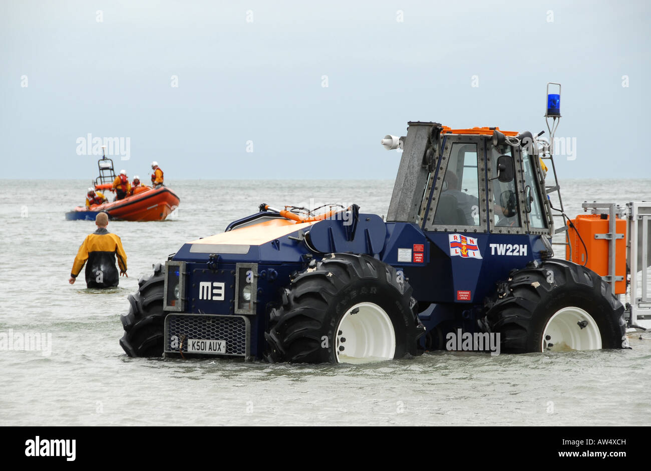 RNLI scialuppa di salvataggio su Sheringham Beach, Norfolk, Inghilterra Foto Stock