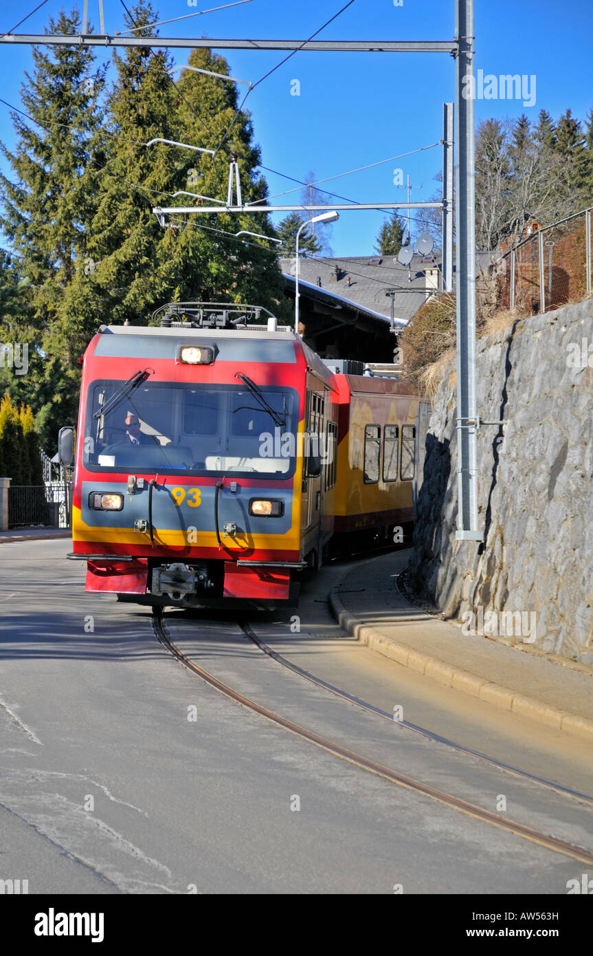 Swiss Tram Villars Svizzera Foto Stock