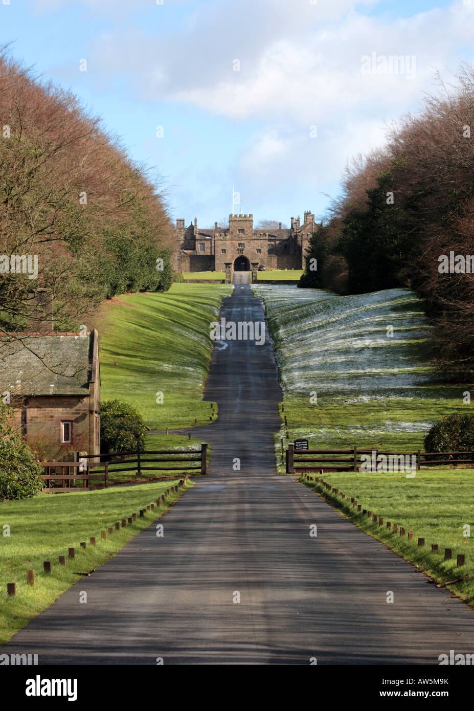 Hoghton Tower Preston Lancashire a marzo con gelo a terra Foto Stock