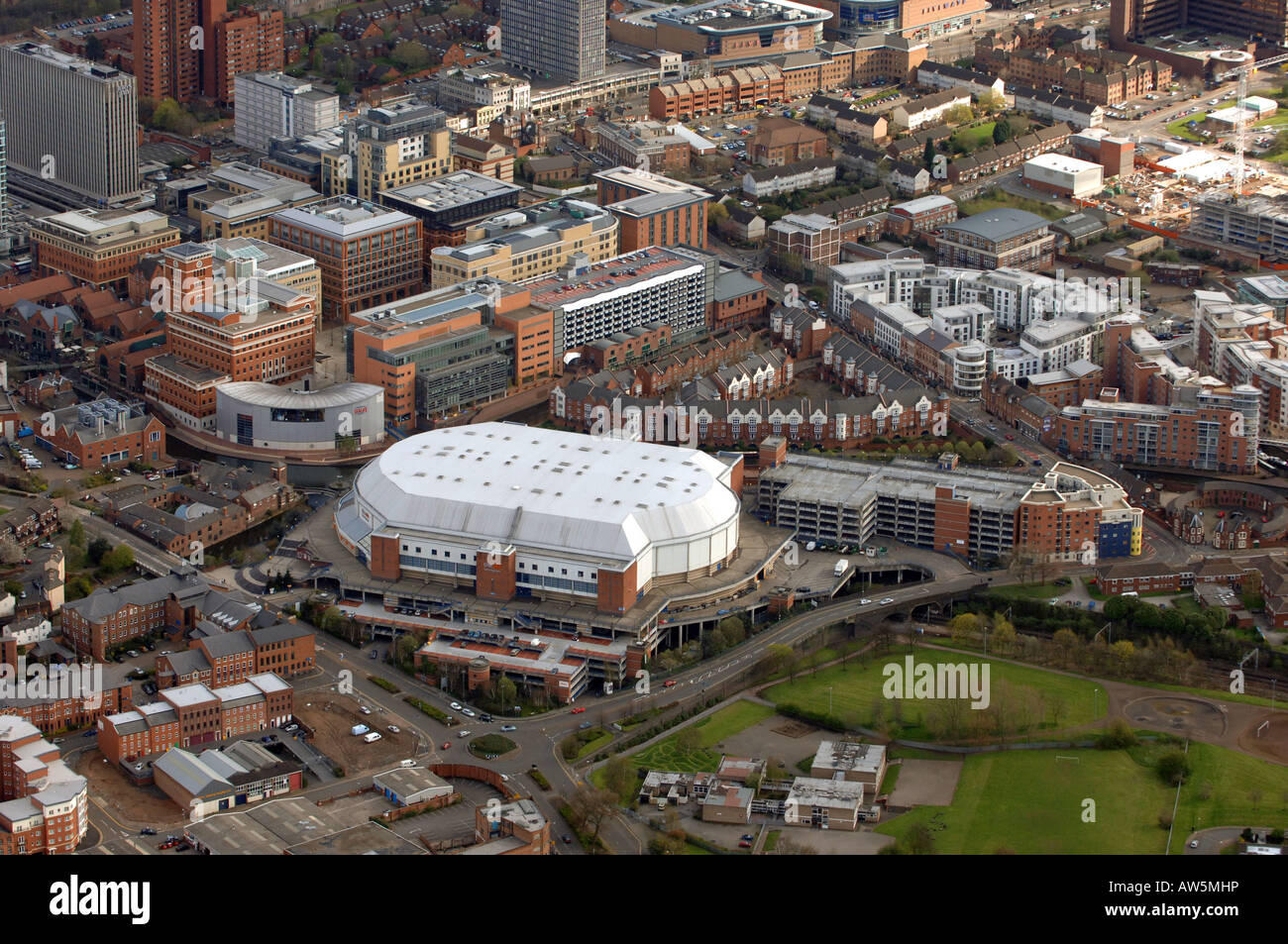 Vista aerea del National Indoor Arena di Birmingham in Inghilterra Foto Stock