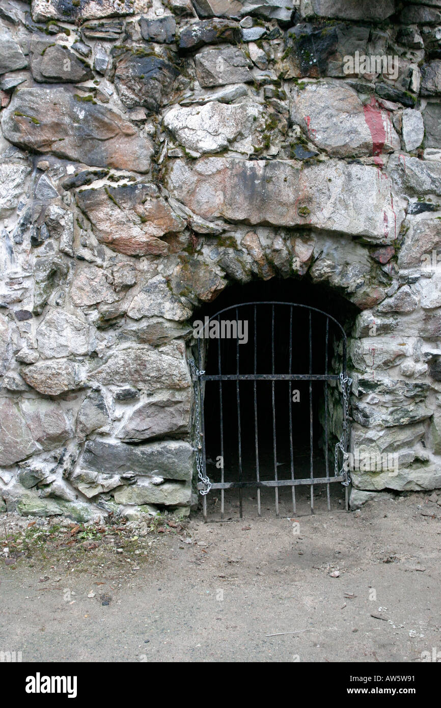 Porta chiusa in castello, Finlandia Foto Stock