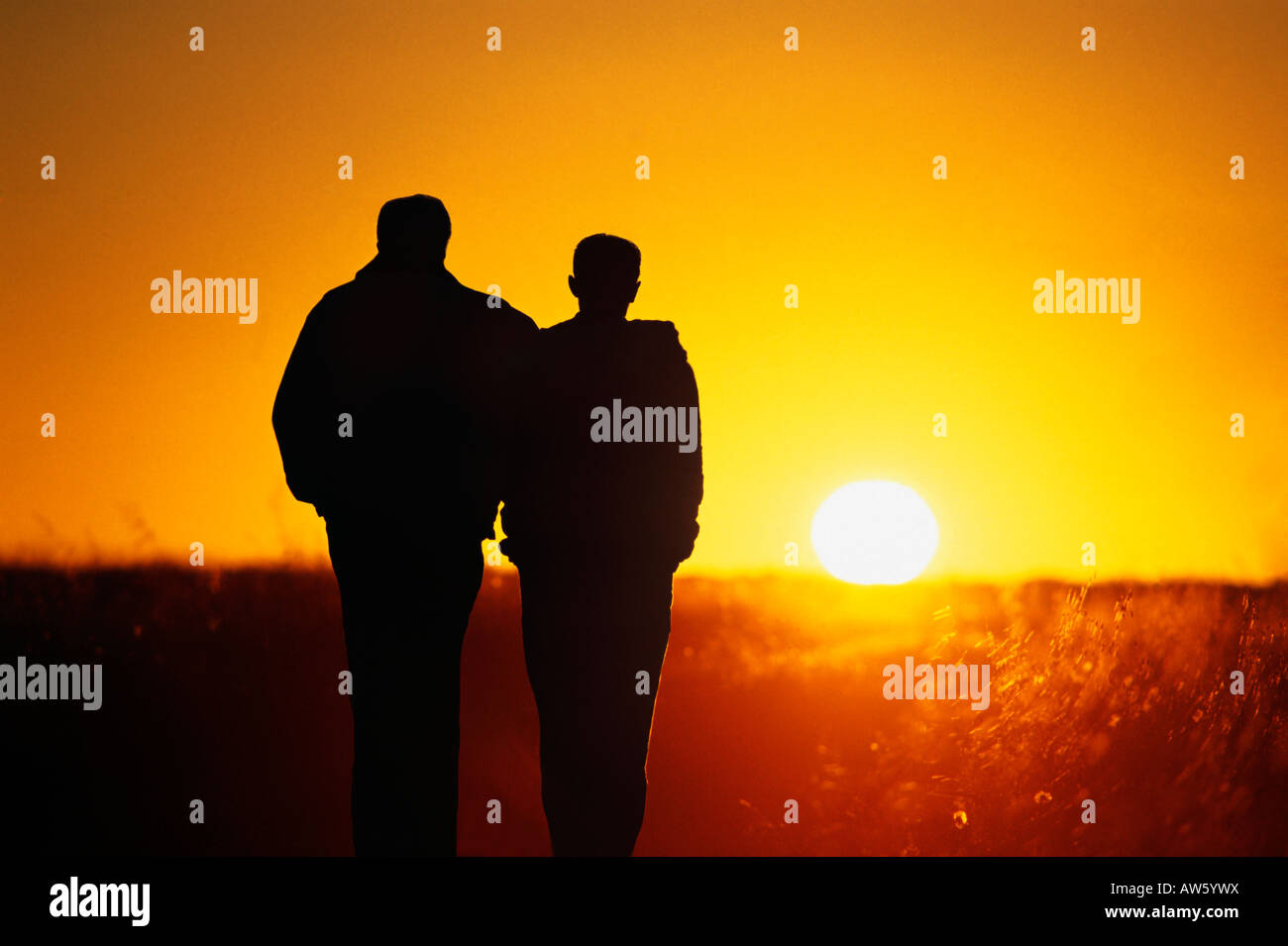 Padre e figlio silhouette Foto Stock