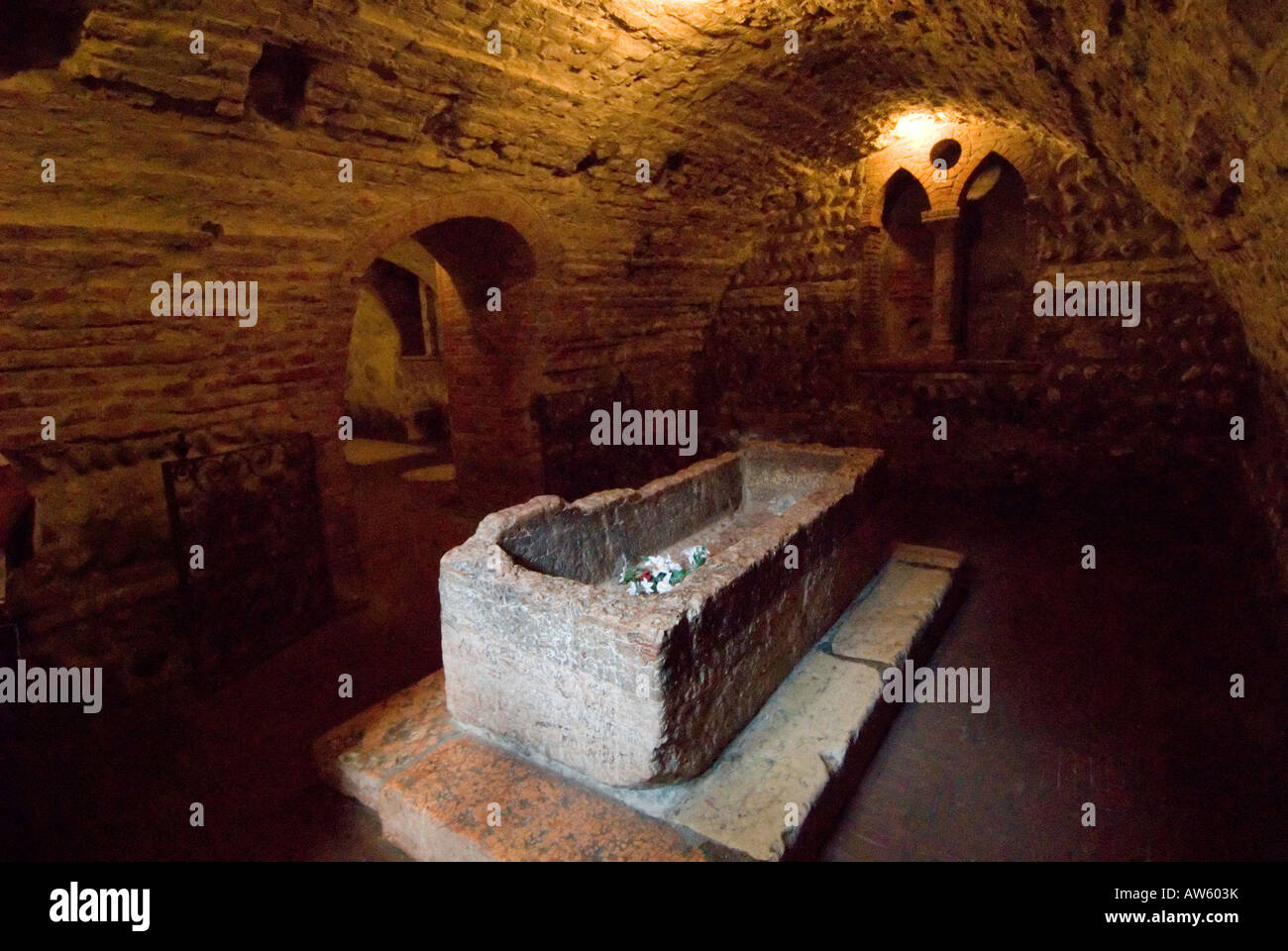 Romeo e juiliets tomba in Verona Italia Foto Stock
