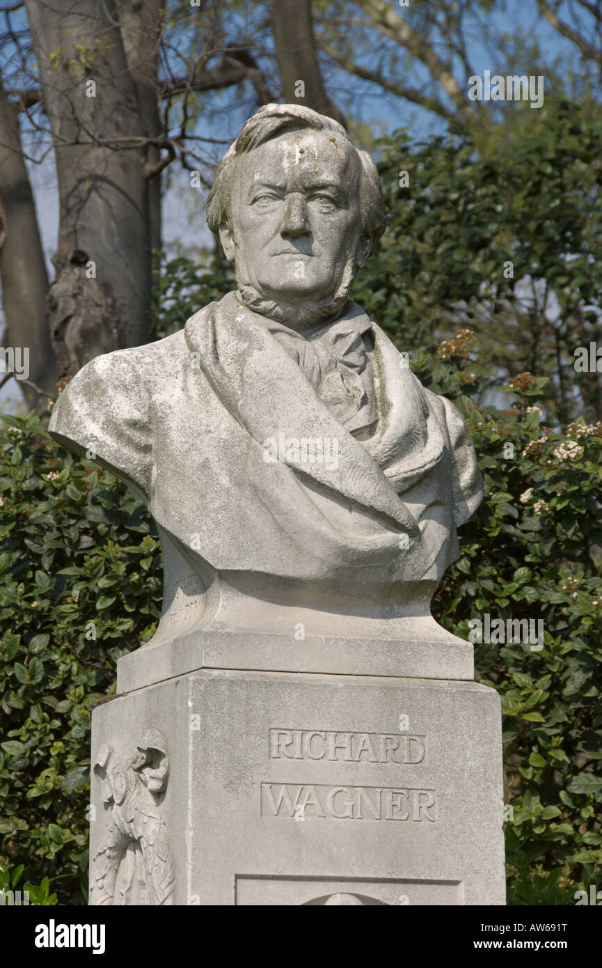 Richard Wagner busto Riva degli Schiavoni Giardini Pubblici Venezia Italia Aprile 2007 Foto Stock