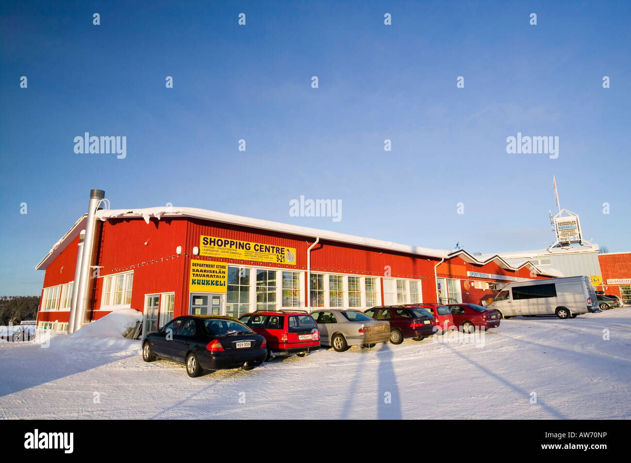 Un centro commerciale in Saariselka nel nord della Finlandia Foto Stock
