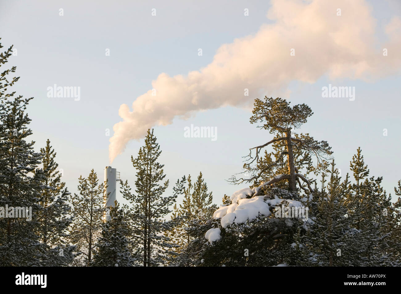 Un impianto di riscaldamento in Saariselka nel nord della Finlandia Foto Stock