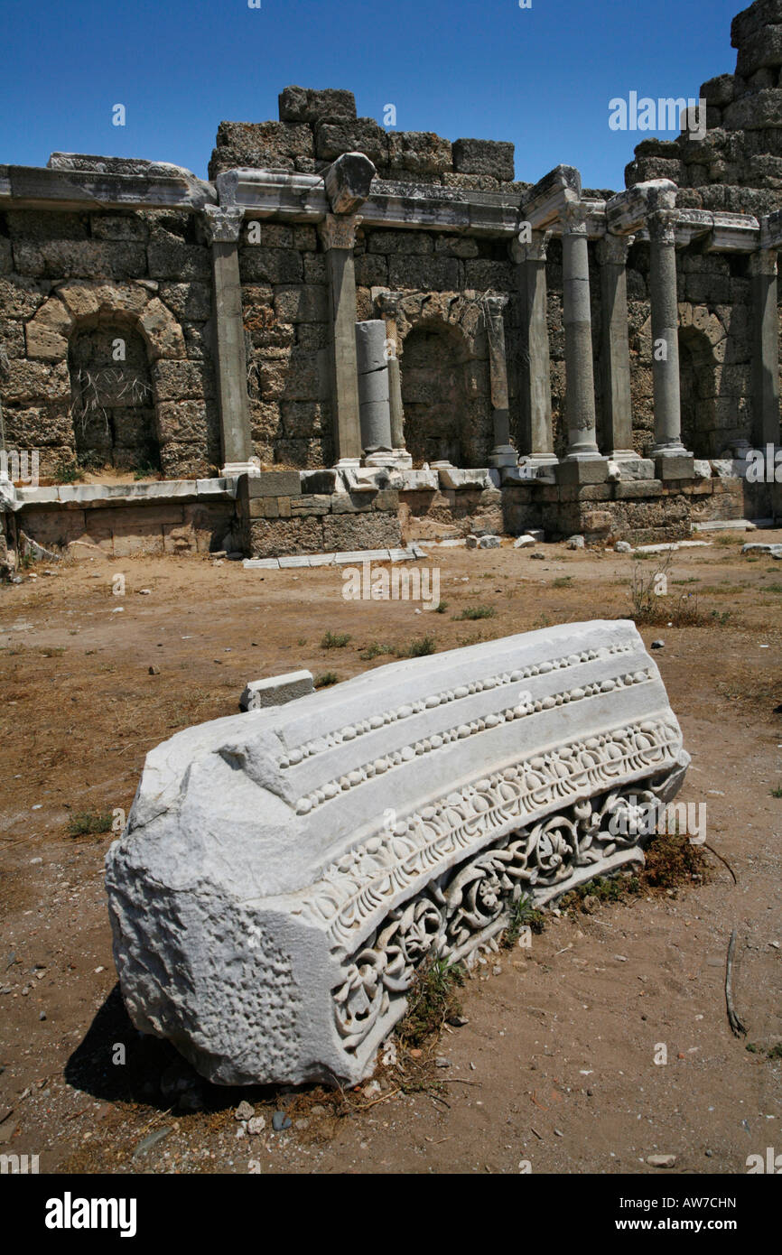 Rovine romane di Perge vicino a Antalya Turchia Foto Stock