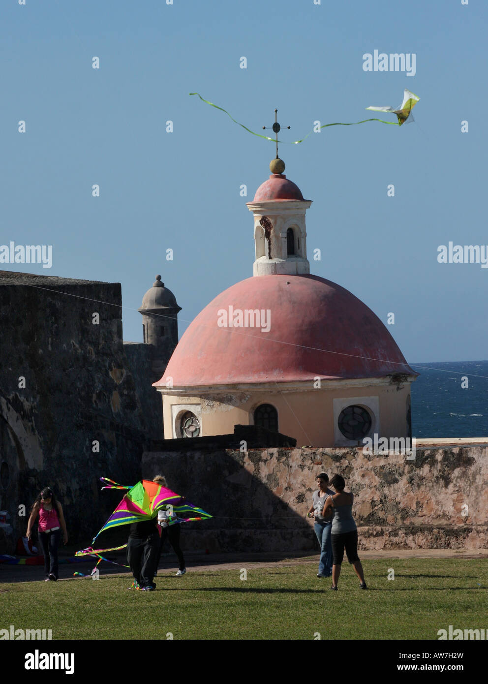 Aquiloni El Morro fort Old San Juan Portorico Foto Stock