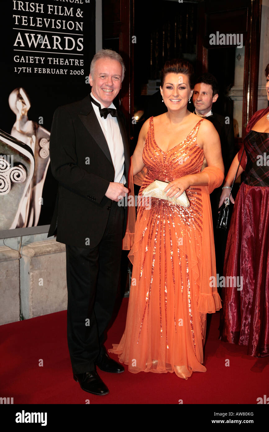 Noel Thompson e donna traynor sul tappeto rosso al Irish Film e Televisione Awards 2008 Dublino Repubblica di Irlanda Foto Stock