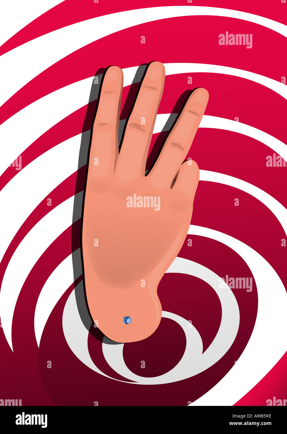 Segno di mano "numero 3" Foto Stock