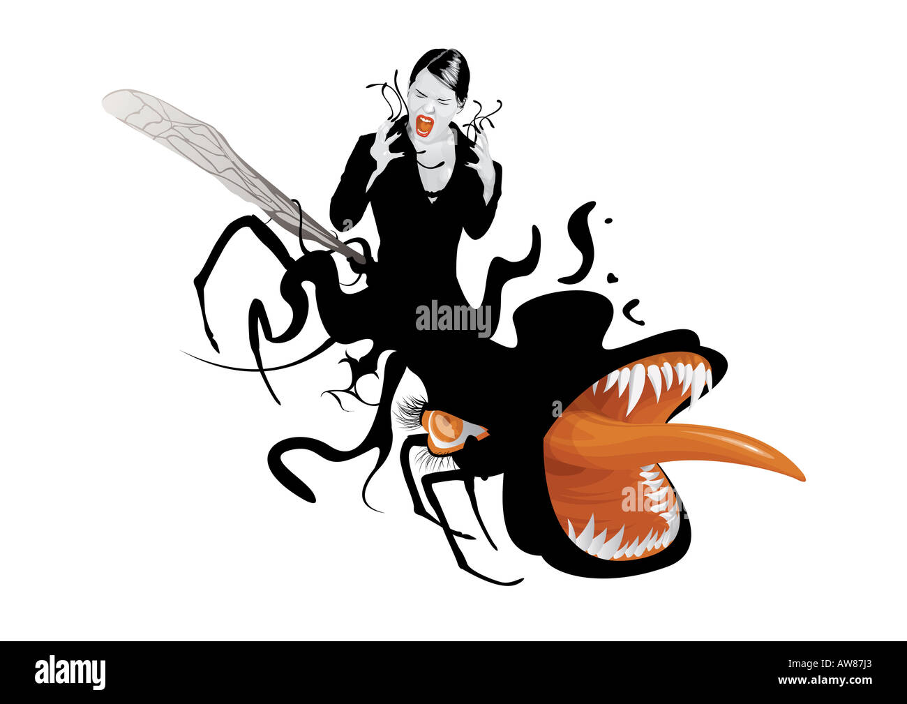 Ossessa cavalcare un drago Foto Stock