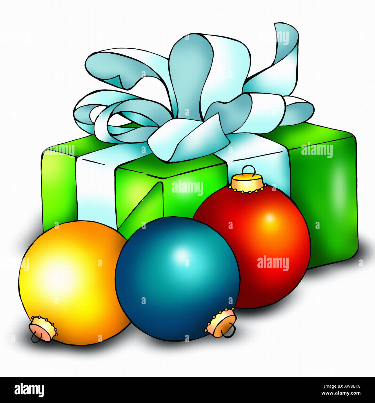 Regalo di natale con ornamenti Foto Stock