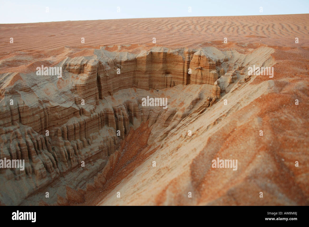 Canyon in miniatura valle scavata nella sabbia Foto Stock