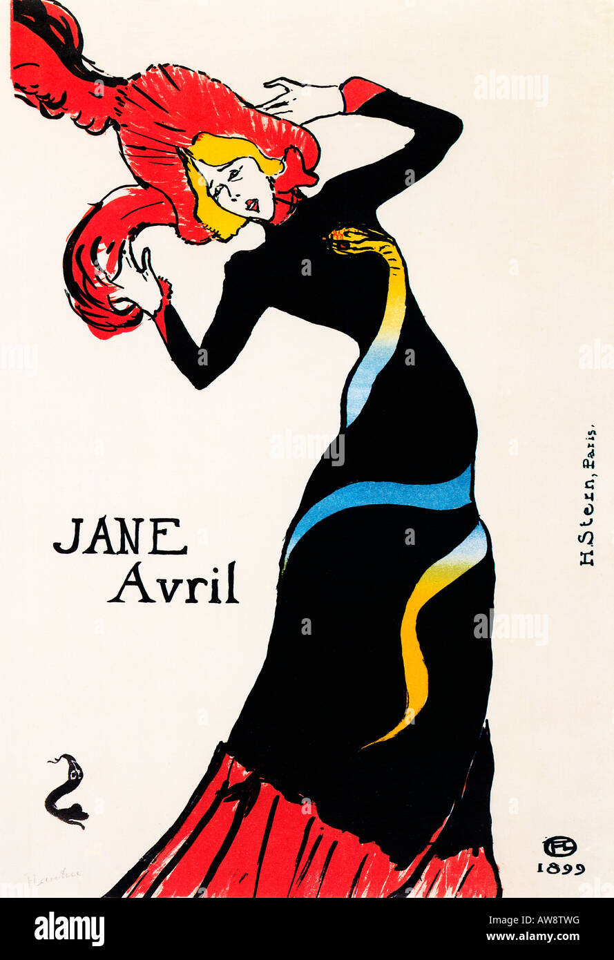Jane Avril 1899 Art Nouveau poster da Henri de Toulouse Lautrec commissionato dal ballerino se stessa Foto Stock