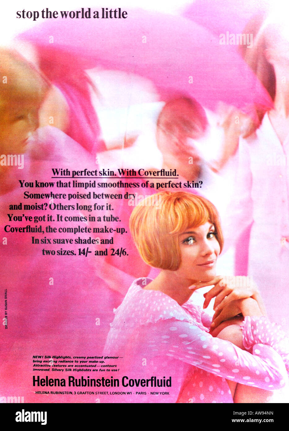 Anni sessanta Nova Magazine Ottobre 1968 Pubblicità per Helena Rubinstein Coverfluid cosmetici per solo uso editoriale Foto Stock