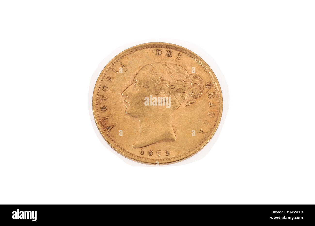 1872 Gold metà Sovrano Coin Foto Stock