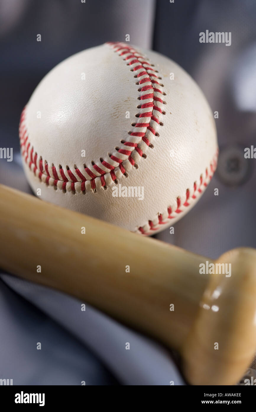 Primo piano della attrezzatura da baseball Foto Stock
