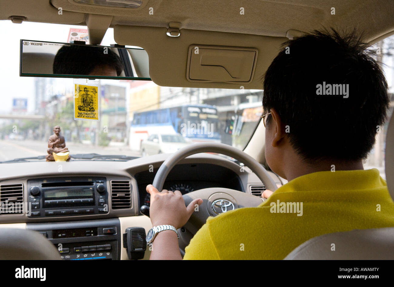 Taxi Driver a Bangkok in Tailandia del sud-est asiatico Foto Stock