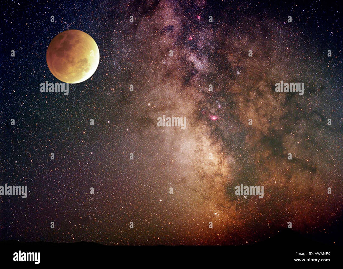 Il pianeta Marte e cielo stellato telescopio Hubble Foto Stock