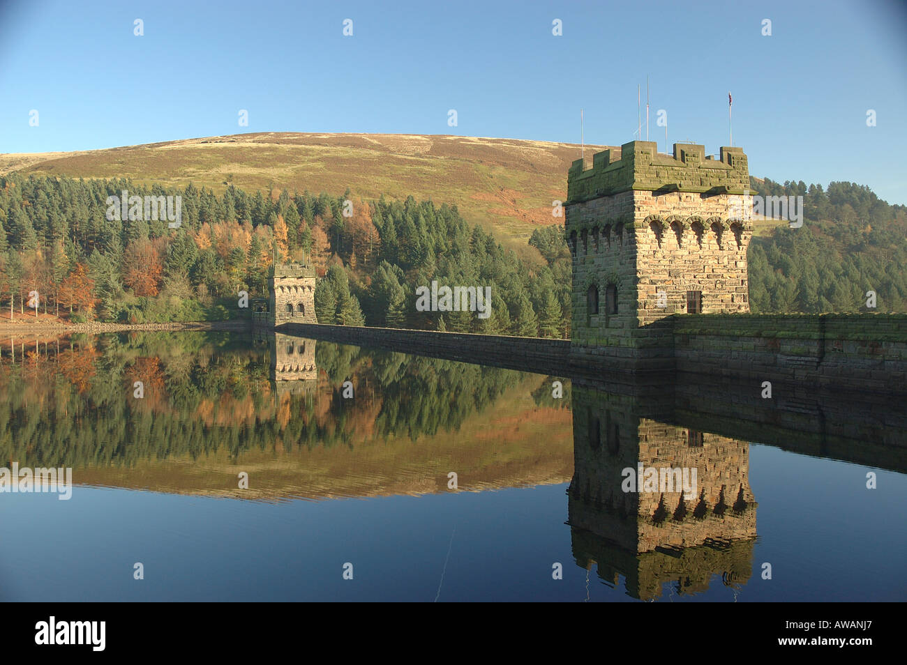 Derwent serbatoio, Derwent Valley, Bamford, North Derbyshire, England Regno Unito Foto Stock