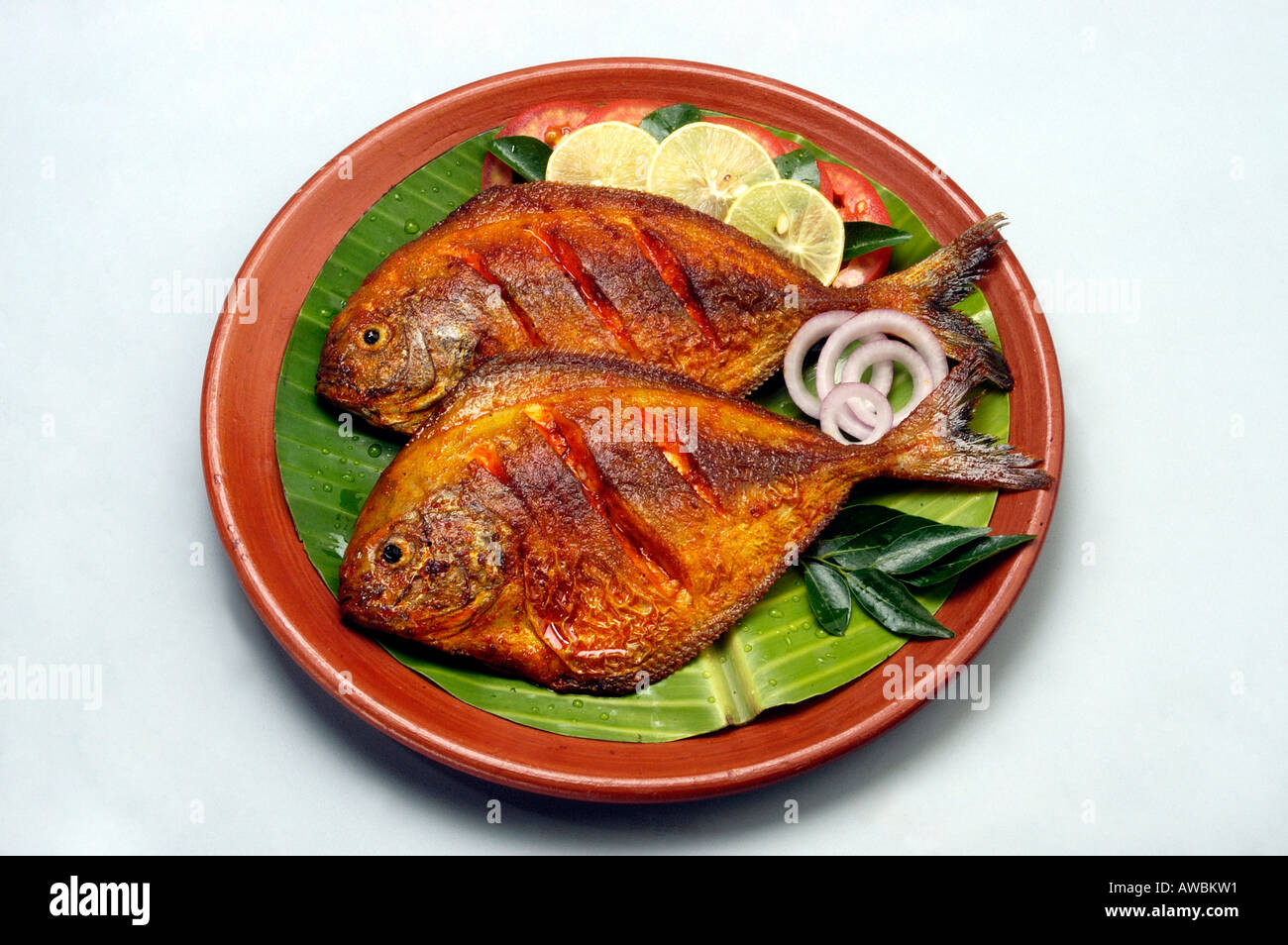 KARIMEEN FRY, KERALA STYLE Foto Stock