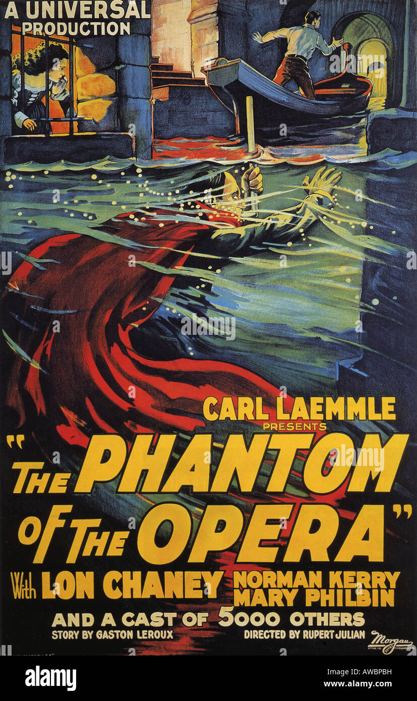 Il fantasma dell'OPERA poster per 1925 film universale con Lon Chaney come il fantasma. Foto Stock