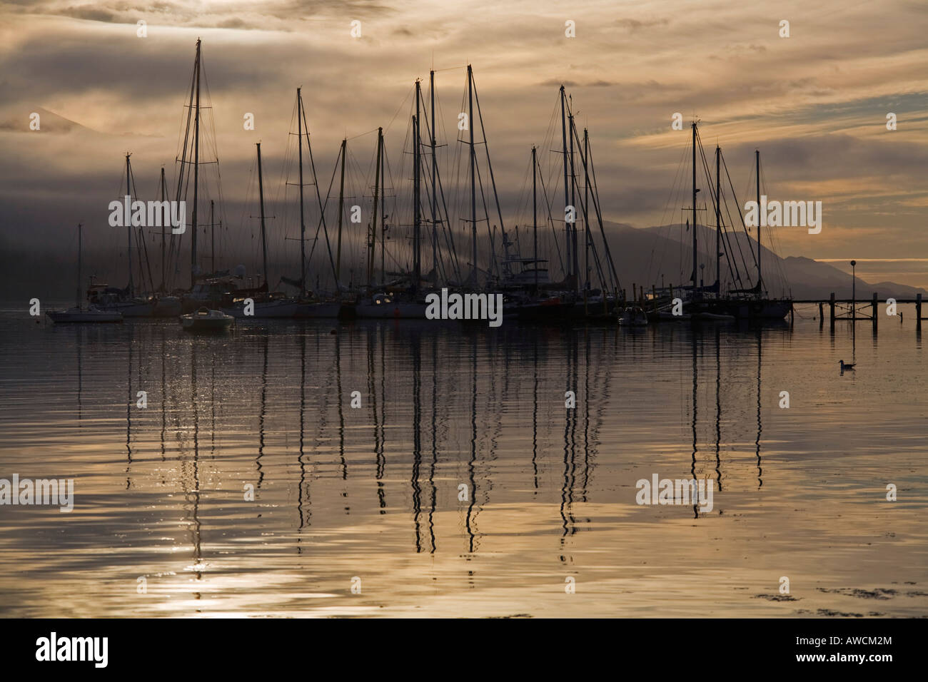 Yacht Harbour, Ushuaia, più a sud di città del mondo, Tierra del Fuego, Argentina, Sud America Foto Stock