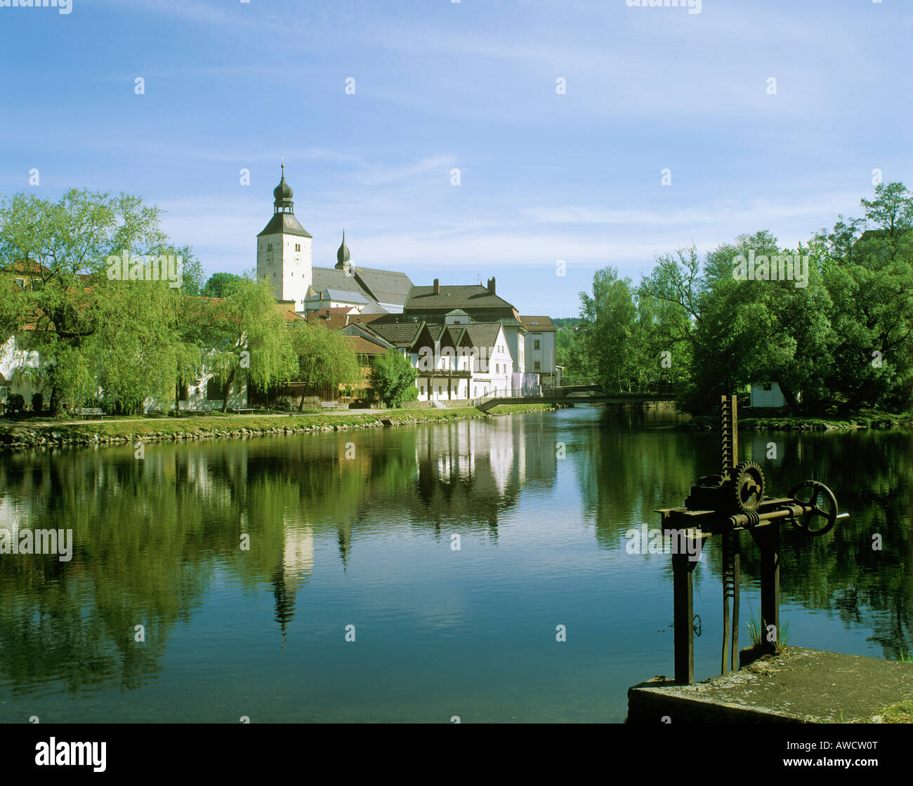 Regen al fiume Regen Bassa Baviera Germania Foto Stock