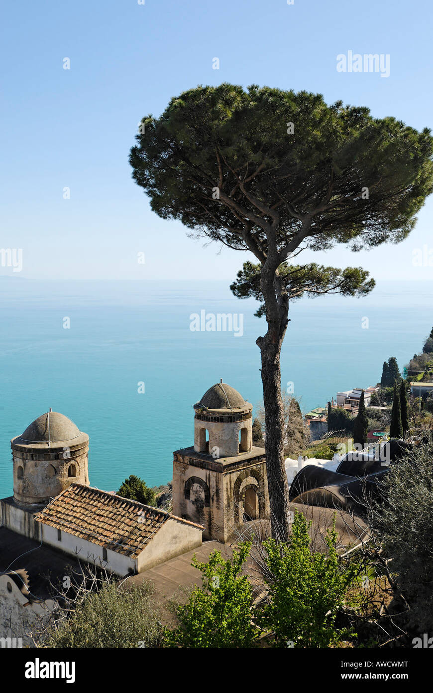 Ravello Campania Italia Italia Villa Rufolo giardino al di sopra della costiera amalfitana Foto Stock