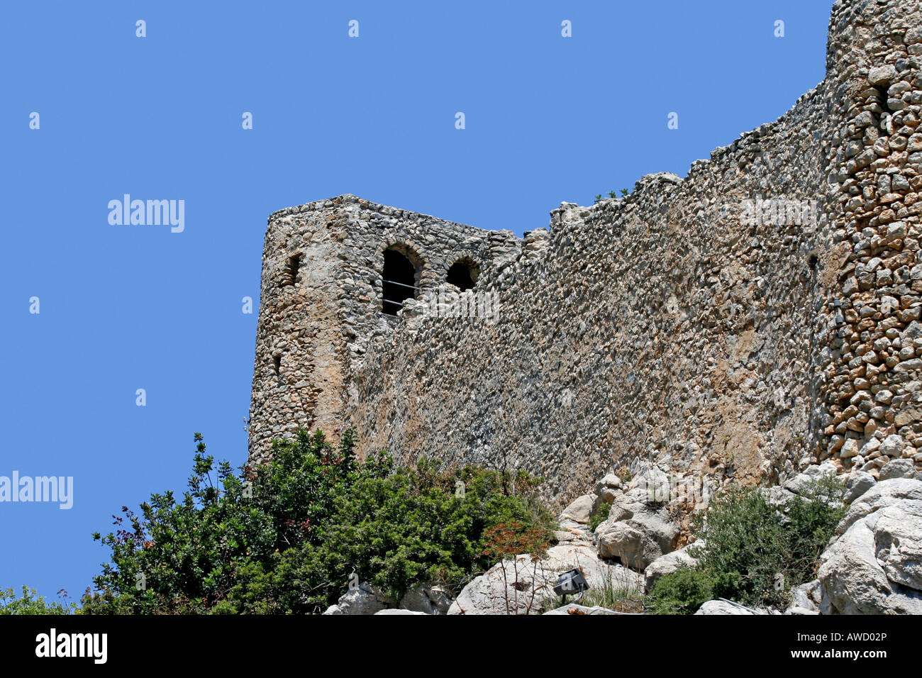 Castello dei Crociati Saint Hilarion, Kyrenia, la parte settentrionale di Cipro, Cipro Foto Stock