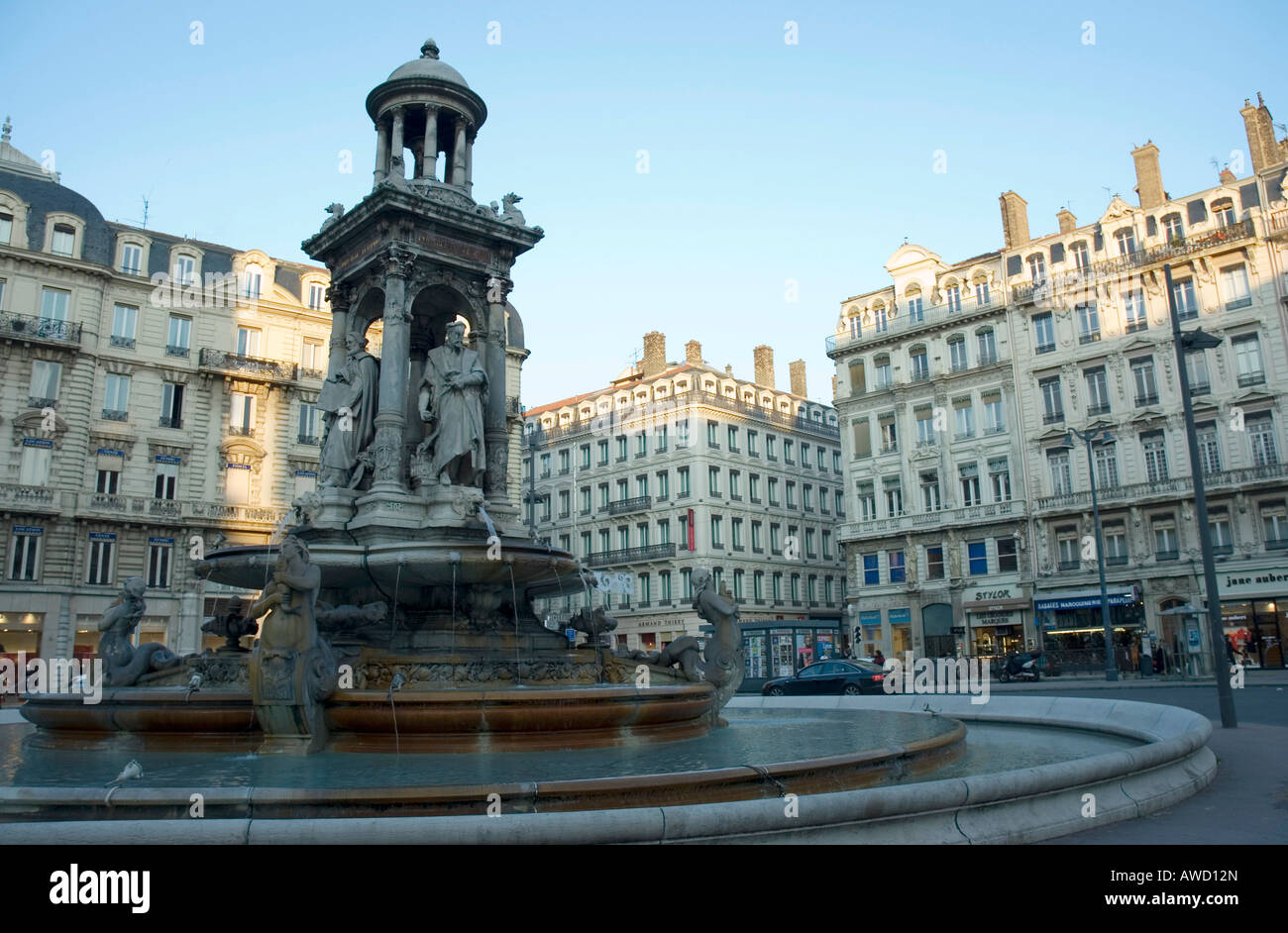 Giacobini fontana, Giacobini square, Lione, Francia Foto Stock