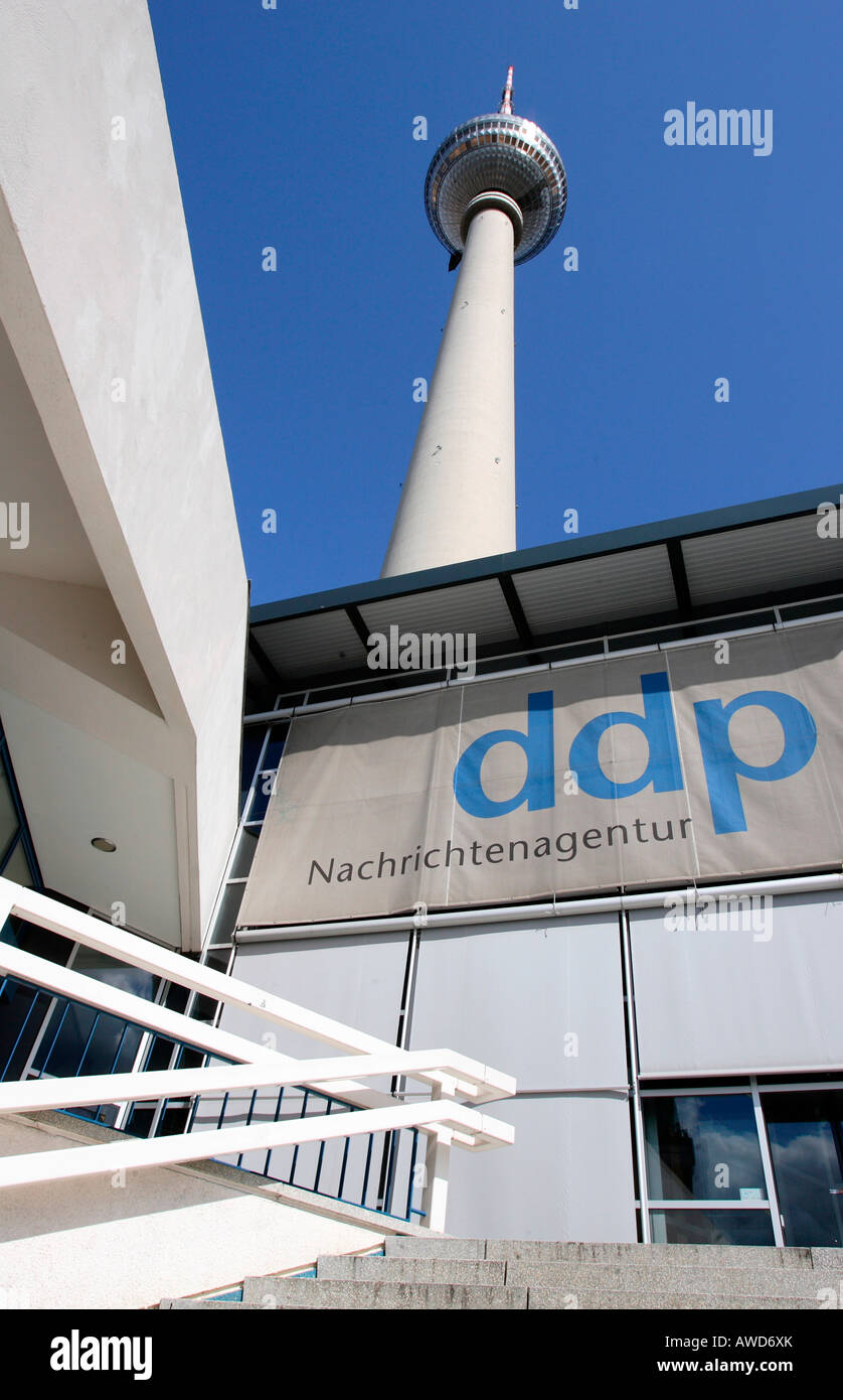 Ddp news agency all'interno della torre della TV di Berlino in Germania, Europa Foto Stock