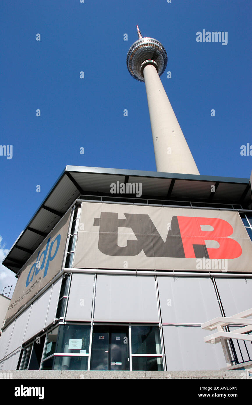 Tv.B stazione tv all'interno della torre della TV di Berlino in Germania, Europa Foto Stock