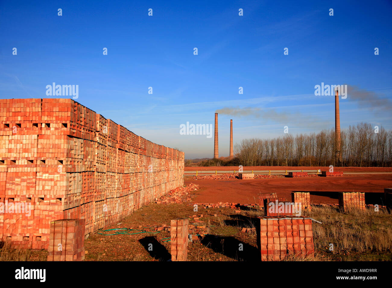 Pile di nuovo LBC mattoni laterizi Hanson brick company Whittlesey Cambridgeshire England Regno Unito Regno Unito Foto Stock