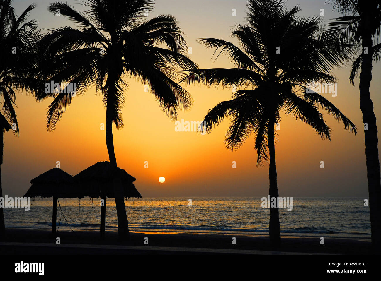 Tramonto al Golfo di Oman, Muscat Oman Foto Stock