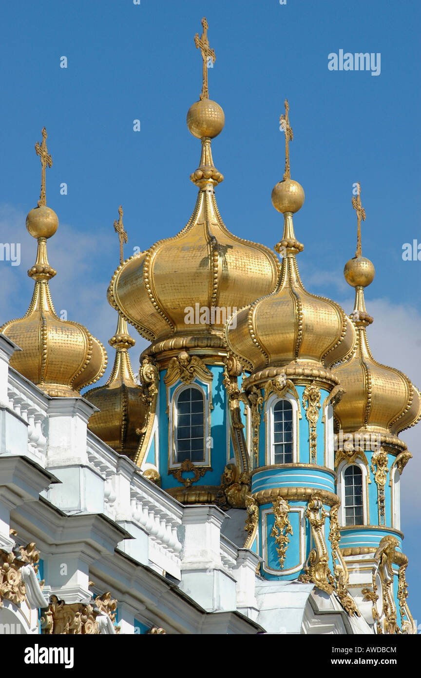 Torri del palazzo di Katharina, Pushkin vicino a San Pietroburgo, Russia Foto Stock