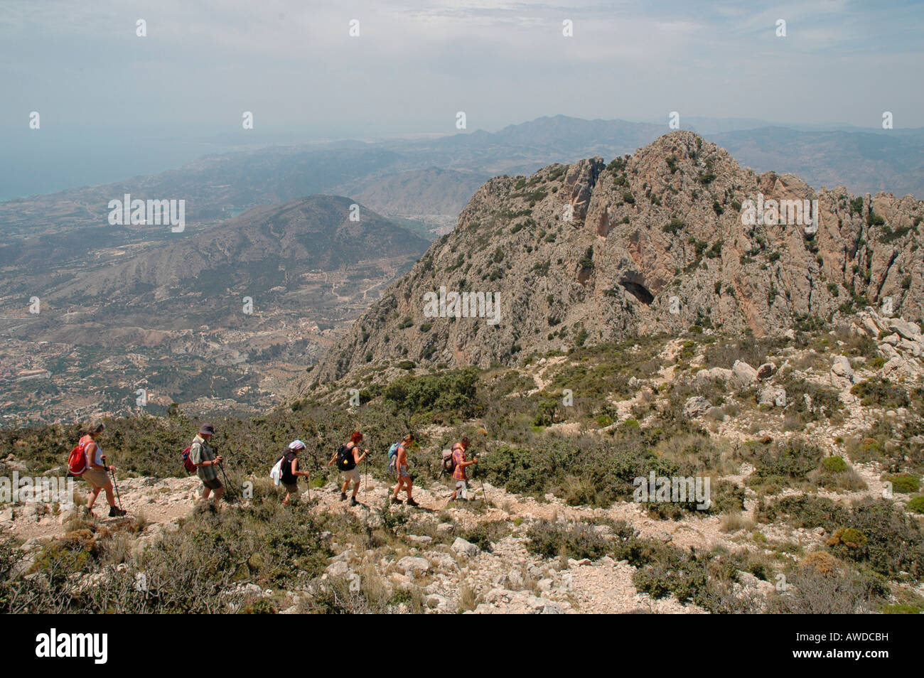 Gruppo escursionistico di Puig Campana vicino a Finestrat Costa Blanca, Spagna, Europa Foto Stock