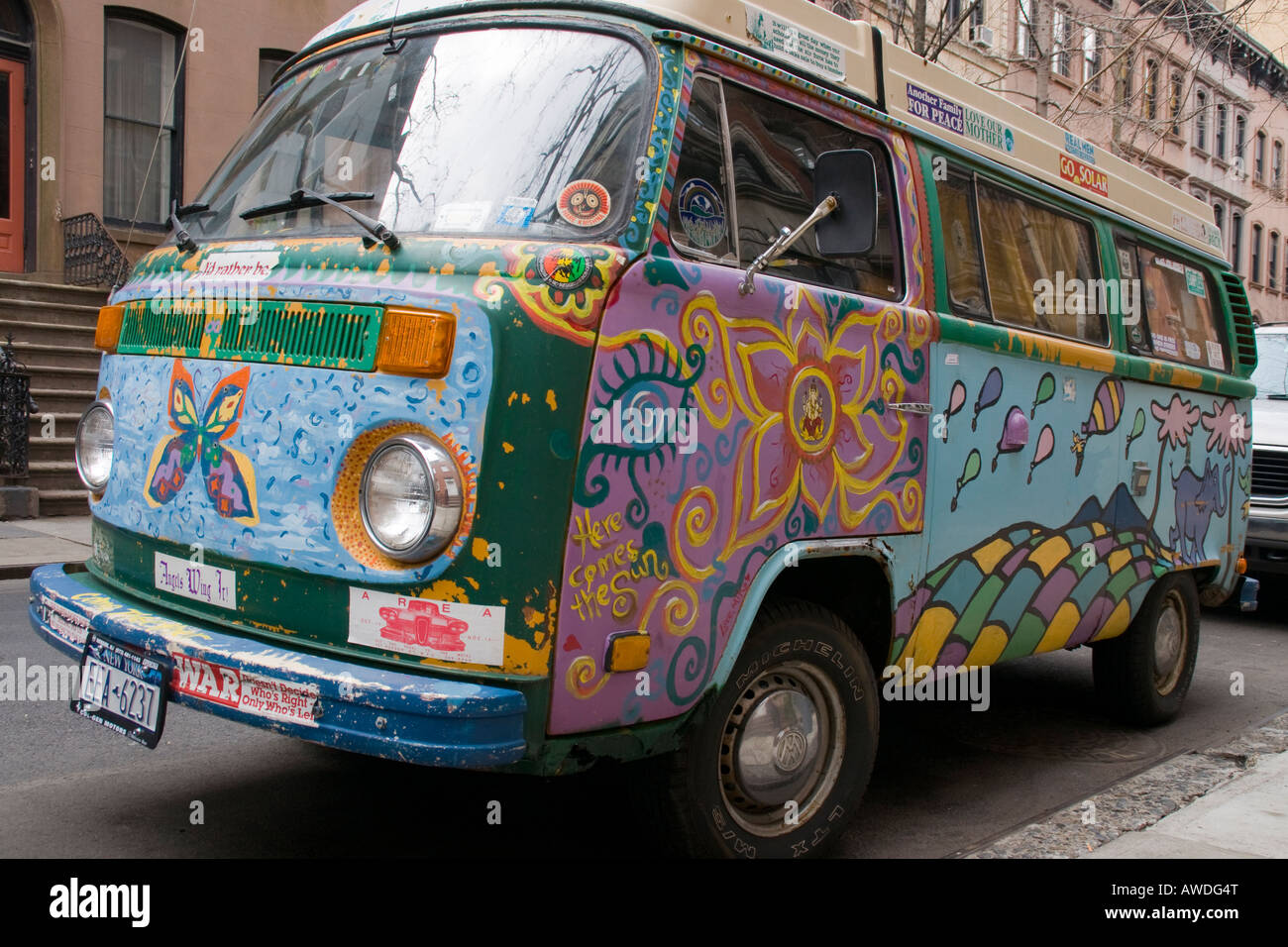 Hippy di camper in Greenwich Village Street, New York Foto Stock