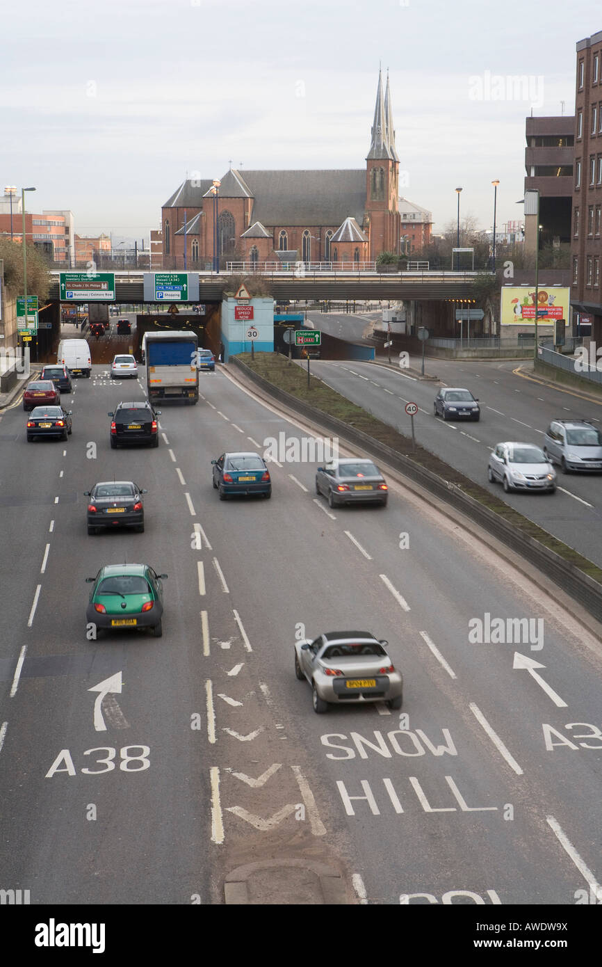 A38 tangenziale in Birmingham vicino a Snow Hill Foto Stock