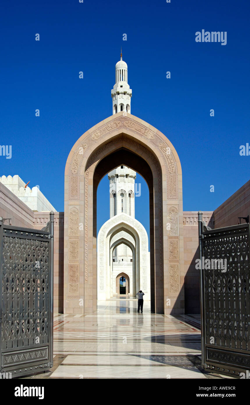 Ingresso, Sultan Qaboos moschea, Moscato, il sultanato di Oman Foto Stock