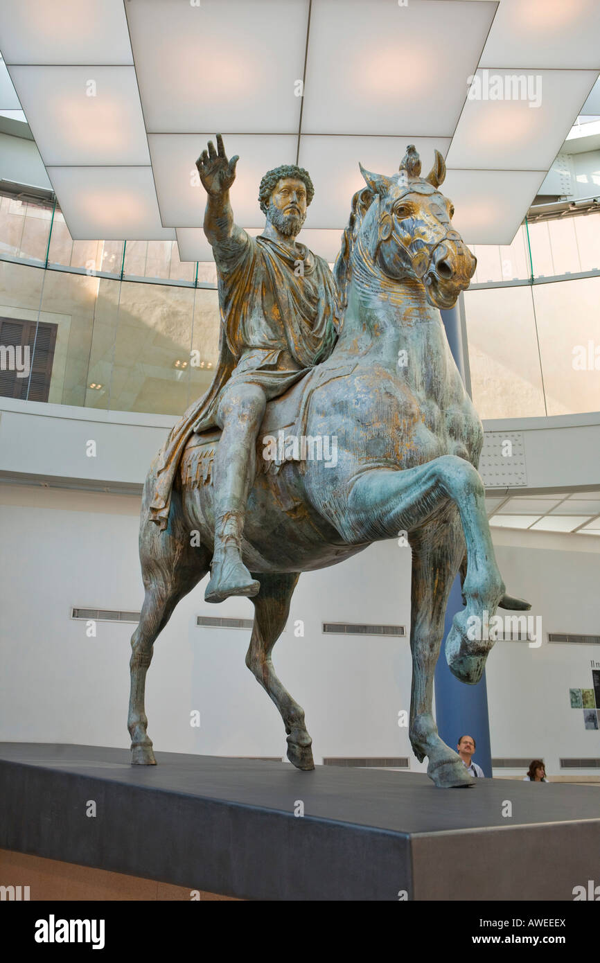 Statua equestre di Marco Aurelio (originale), Musei Capitolini di Roma, Italia, Europa Foto Stock